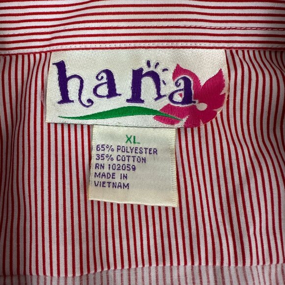 Vintage Hana Christmas-Themed Red & White Striped Womens Button-Up Shirt XL - Picture 2 of 8